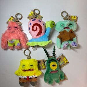 SpongeBob & Friends Fuggler Keyring Rare COMPLETE SET Ugly Monster Keychain New